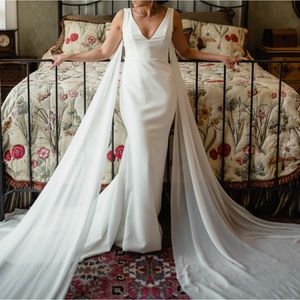 Theia Couture Beryl Ivory Wedding Dress & Ivory Chiffon Wings (removable)